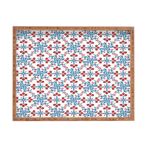 Belle13 Retro Floral Pattern Rectangular Tray