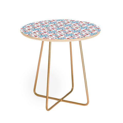 Belle13 Retro Floral Pattern Round Side Table