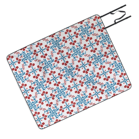 Belle13 Retro Floral Pattern Picnic Blanket