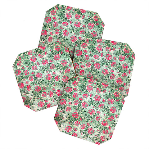 Belle13 Retro French Floral Pattern Coaster Set