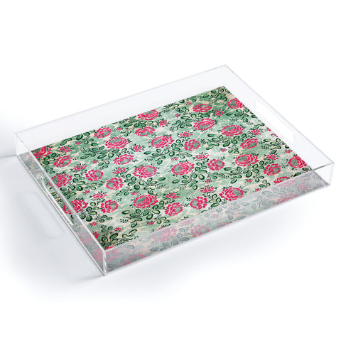 Belle13 Retro French Floral Pattern Acrylic Tray