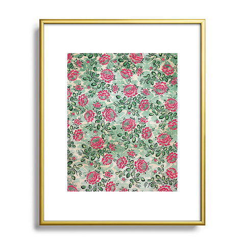 Belle13 Retro French Floral Pattern Metal Framed Art Print