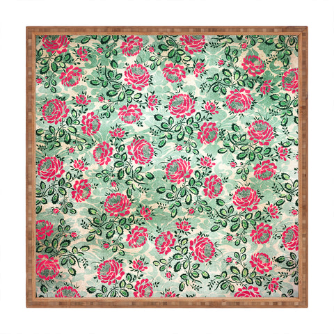 Belle13 Retro French Floral Pattern Square Tray