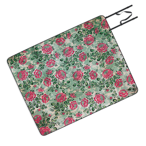 Belle13 Retro French Floral Pattern Picnic Blanket