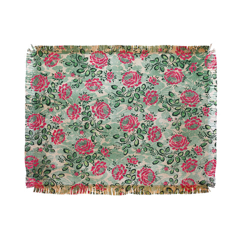 Belle13 Retro French Floral Pattern Throw Blanket