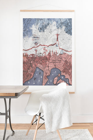 Belle13 Rio de Janeiro Skyline Vintage Map Art Print And Hanger