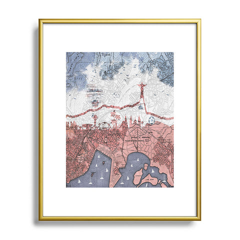 Belle13 Rio de Janeiro Skyline Vintage Map Metal Framed Art Print