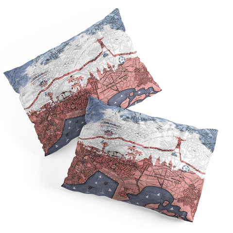Belle13 Rio de Janeiro Skyline Vintage Map Pillow Shams