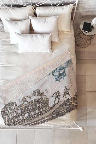 Belle13 Rome Vintage Map Fleece Throw Blanket