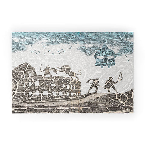 Belle13 Rome Vintage Map Welcome Mat