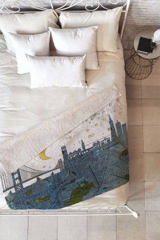 Belle13 San Francisco Starry Night Fleece Throw Blanket