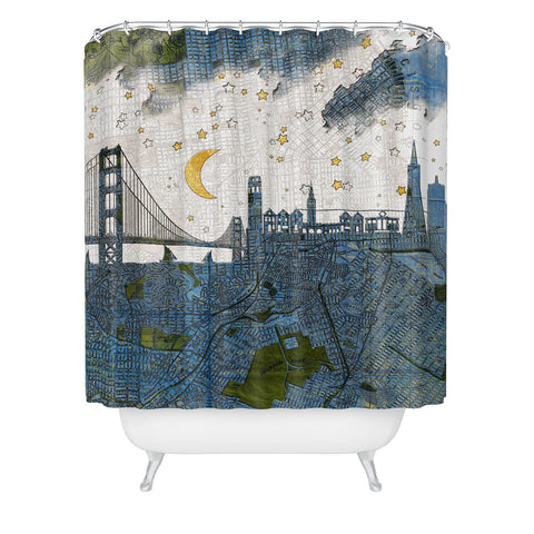 Belle13 San Francisco Starry Night Shower Curtain