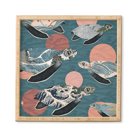 Belle13 Sea Turtle Polka Framed Wall Art
