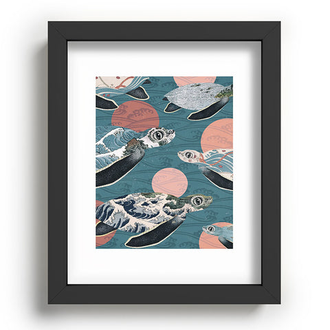 Belle13 Sea Turtle Polka Recessed Framing Rectangle
