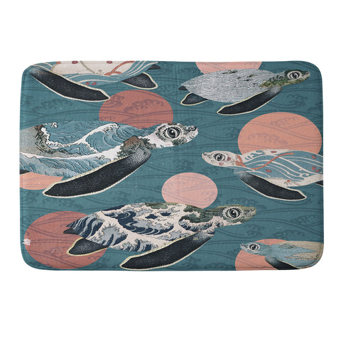Belle13 Sea Turtle Polka Memory Foam Bath Mat