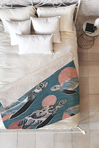 Belle13 Sea Turtle Polka Fleece Throw Blanket