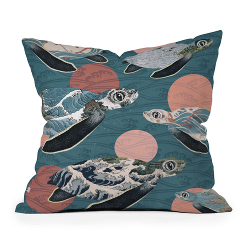Belle13 Sea Turtle Polka Throw Pillow
