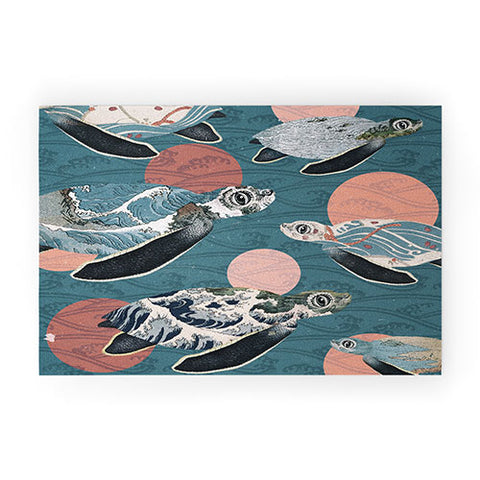 Belle13 Sea Turtle Polka Welcome Mat