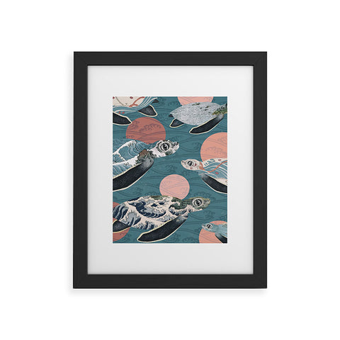 Belle13 Sea Turtle Polka Framed Art Print