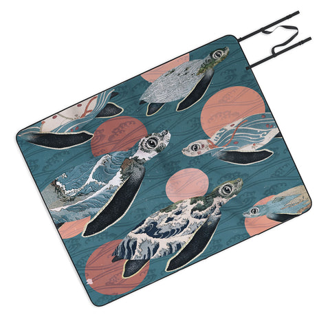 Belle13 Sea Turtle Polka Picnic Blanket