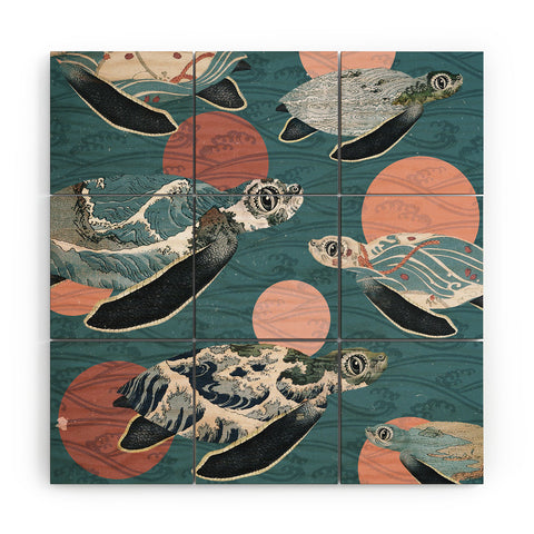 Belle13 Sea Turtle Polka Wood Wall Mural