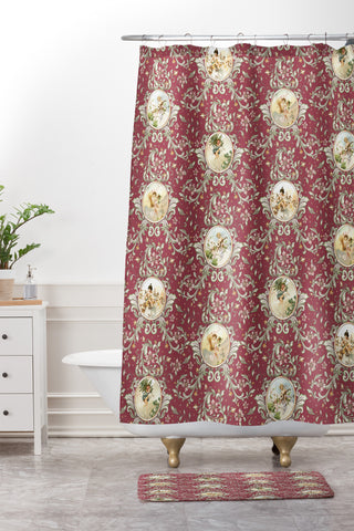 Belle13 Seasons Burgundy Shower Curtain And Mat