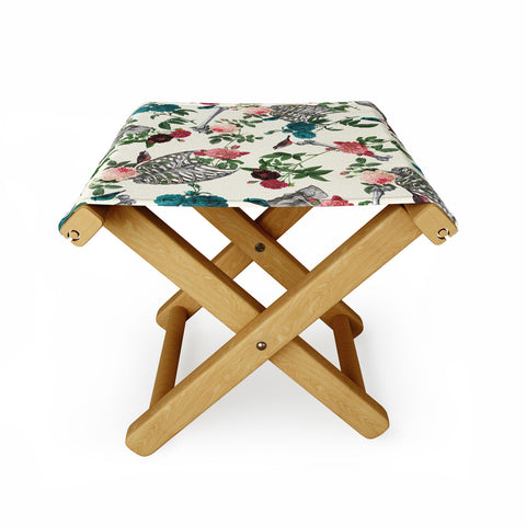Belle13 Skulls Birds And Roses Folding Stool