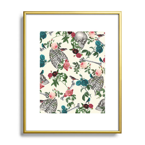 Belle13 Skulls Birds And Roses Metal Framed Art Print