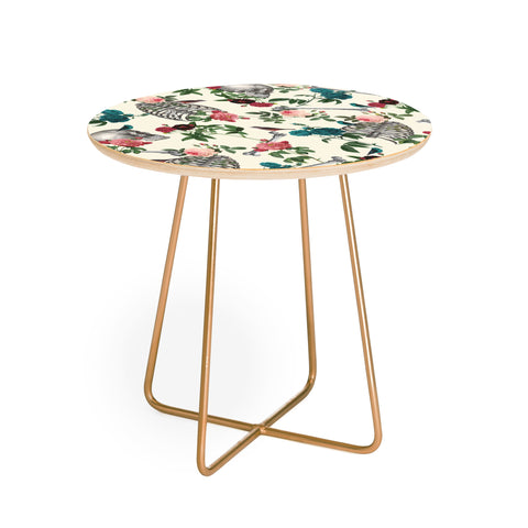 Belle13 Skulls Birds And Roses Round Side Table