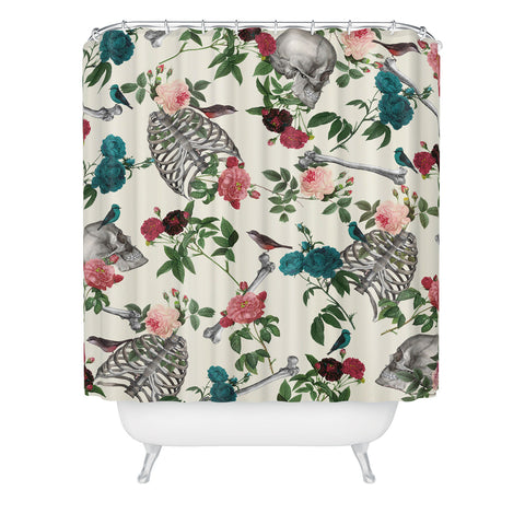 Belle13 Skulls Birds And Roses Shower Curtain