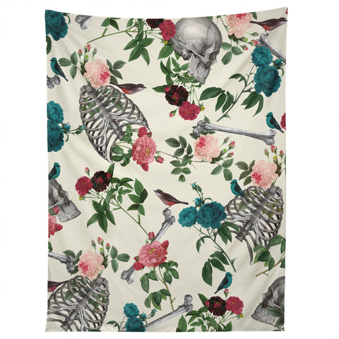 Belle13 Skulls Birds And Roses Tapestry