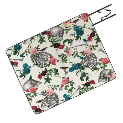 Belle13 Skulls Birds And Roses Picnic Blanket