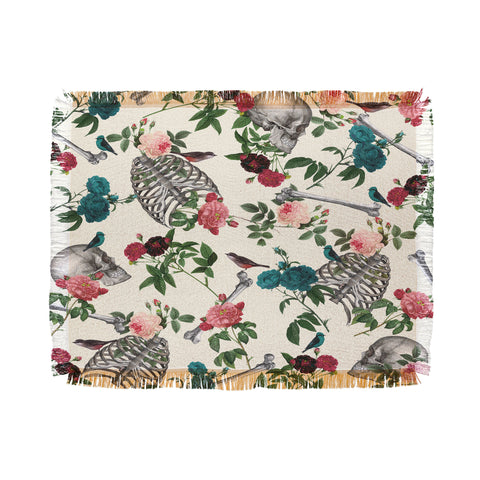 Belle13 Skulls Birds And Roses Throw Blanket