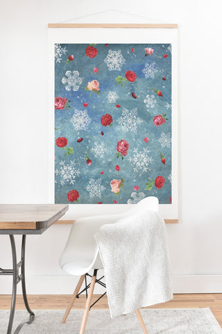 Belle13 Snow and Roses Art Print And Hanger