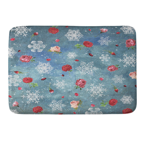 Belle13 Snow and Roses Memory Foam Bath Mat