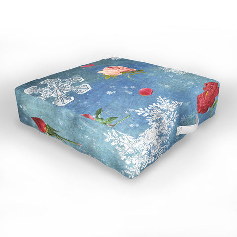 Belle13 Snow and Roses Outdoor Floor Cushion