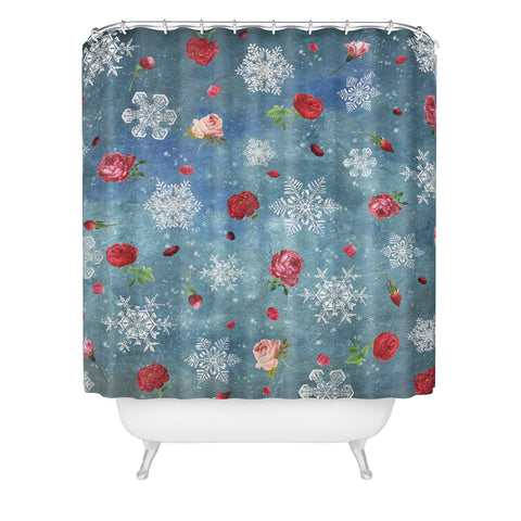 Belle13 Snow and Roses Shower Curtain