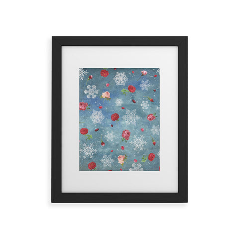 Belle13 Snow and Roses Framed Art Print