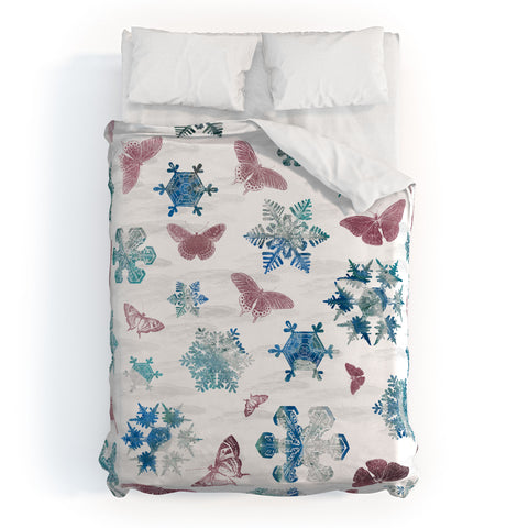 Belle13 Snowflakes and Butterflies Duvet Cover