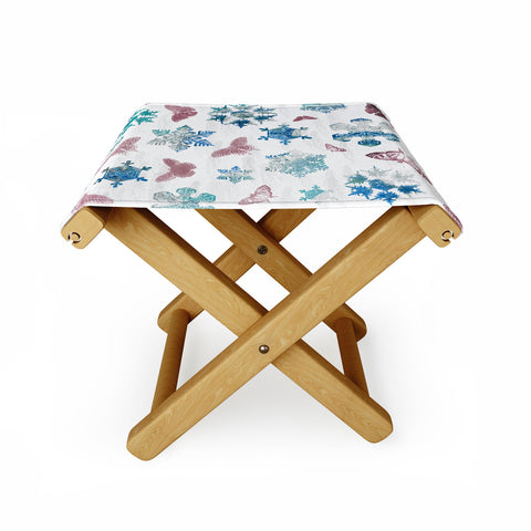 Belle13 Snowflakes and Butterflies Folding Stool