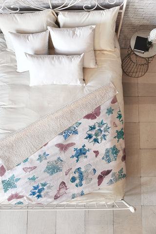 Belle13 Snowflakes and Butterflies Fleece Throw Blanket
