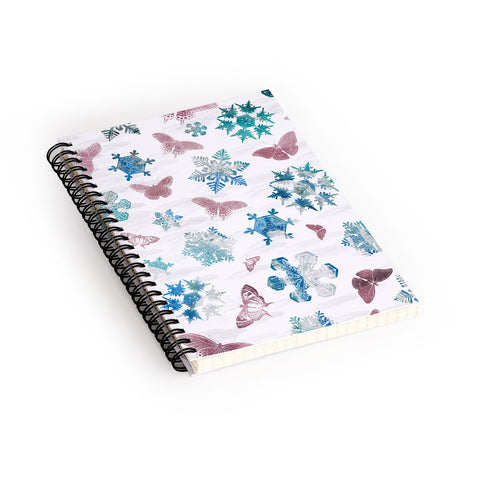 Belle13 Snowflakes and Butterflies Spiral Notebook