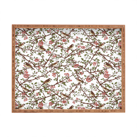 Belle13 Sparrow Tree On A Spring Day Rectangular Tray