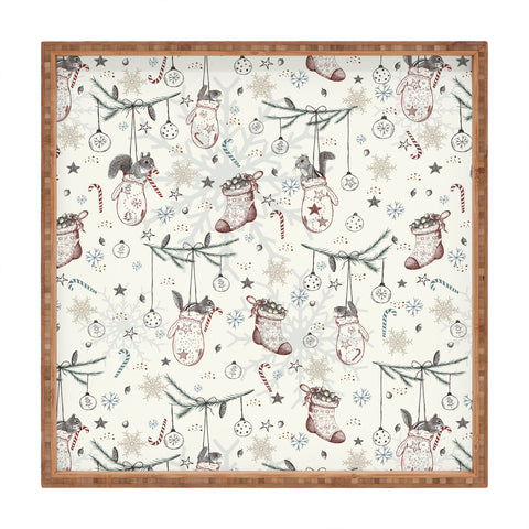 Belle13 Squirrel Heavenly Christmas Square Tray