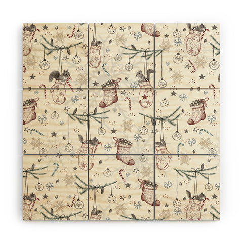 Belle13 Squirrel Heavenly Christmas Wood Wall Mural