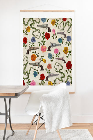 Belle13 Sweet Guns And Roses Art Print And Hanger