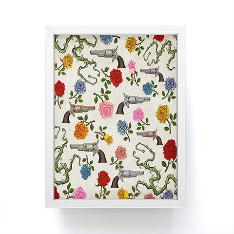 Belle13 Sweet Guns And Roses Framed Mini Art Print