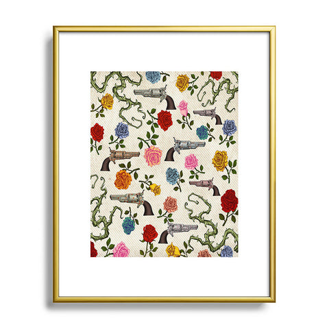 Belle13 Sweet Guns And Roses Metal Framed Art Print