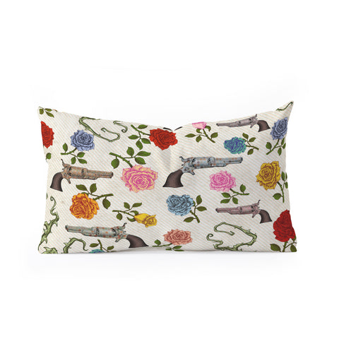 Belle13 Sweet Guns And Roses Oblong Throw Pillow