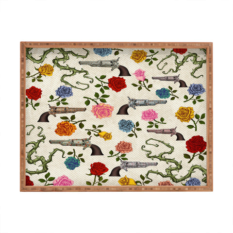 Belle13 Sweet Guns And Roses Rectangular Tray